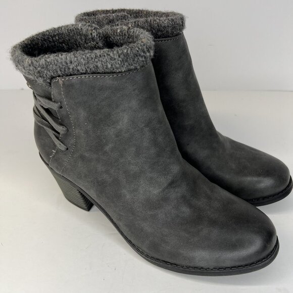 Roxy Dakota Boots Womens Size 10 Gray Booties Faux Leather Fur Lined Heels - Picture 2 of 9